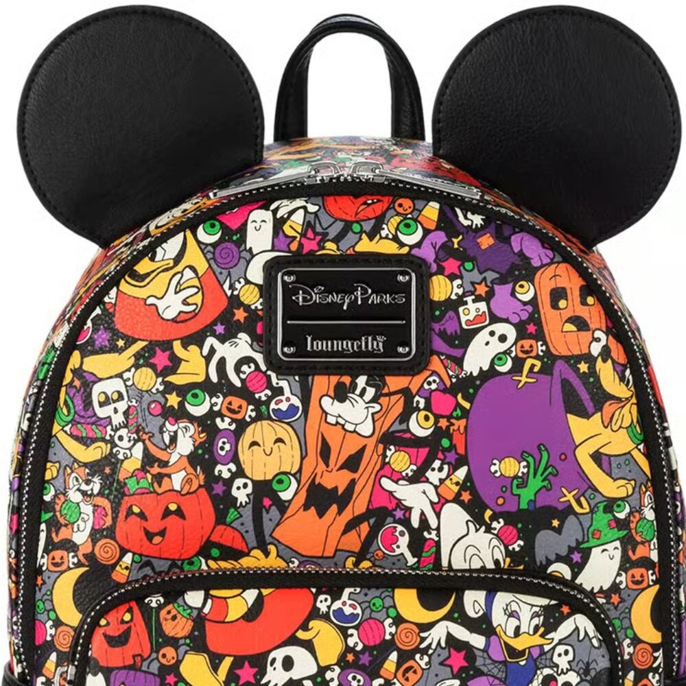 Loungefly Disney Parks Halloween Mickey Ears Mini Backpack Spooky Print NWT - Picture 10 of 15